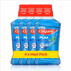 Plax Mouthwash, Cool Mint Mouthwash with 24/7* Plaque Protection, Alcohol Free Mouthwash** with Fluoride, Vegan Mouthwash, Mu ...