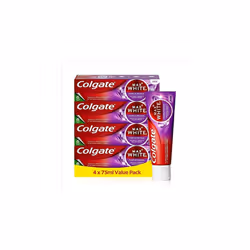 Colgate Max White Purple Reveal Teeth Whitening Toothpaste 4x75ml | Purple Toothpaste with Optic-Colour Correcting Technology ...