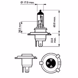 PHILIPS 12342XV+BW Bulb, spotlight H4 12V 60/55W 3500K Halogen