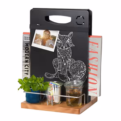 Securit Table Caddy Freestanding Metal, Wood Black, Silver - Additional view 6