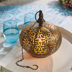 Moroccan Style LED Hanging Light Lantern USB Rechargeable Outdoor Warm White with Timer