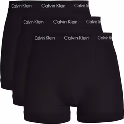 Calvin Klein 3 Pack Cotton Stretch - Normal Rise Trunks ( Black / Black Waistband ) - M