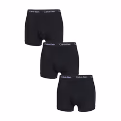 Calvin Klein 3 Pack Cotton Stretch - Normal Rise Trunks ( Black / Black Waistband ) - M