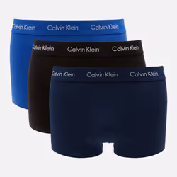 Calvin Klein 3 Pack Cotton Stretch âLow Rise Trunks ( Blue / Navy / Black ) - S