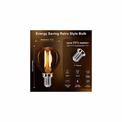 Aigostar Light Bulbs Screw Small,E14 Filament Bulbs 4W 400LM, 2200K E14 Small Edison Screw Bulb, E14 LED Bulbs Amber Warm White, E14 Golf Ball Light