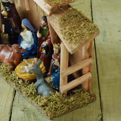 30 CM 9 piece Hand Decorated wooden Traditional Christmas Nativity Set