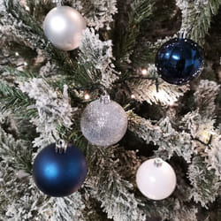 30 x 6cm Christmas Blue Silver White Glitter Matte Shiny Baubles Tree Decoration