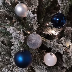 30 x 6cm Christmas Blue Silver White Glitter Matte Shiny Baubles Tree Decoration
