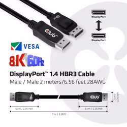 CLUB3D DisplayPort 1.4 HBR3 Cable 2m/6.56ft M/M 8K60Hz - Additional view 7