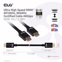 CLUB3D Ultra High Speed HDMI 4K120Hz, 8K60Hz Certified Cable 48Gbps M/M 1 m/3.28 ft - Additional view 4