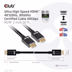 CLUB3D Ultra High Speed HDMI 4K120Hz, 8K60Hz Certified Cable 48Gbps M/M 2 m / 6.56 ft - Additional view 6