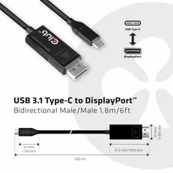 CLUB3D USB Type C Cable to DP 1.4 8K60Hz M/M 1.8m/5.9ft - Additional view 4