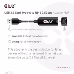 CLUB3D USB 3.2 Gen1 Type A to RJ45 2.5Gbps Adapter - Additional view 7