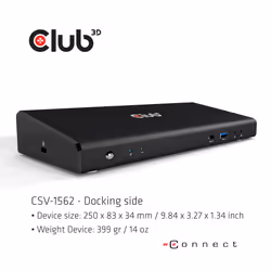 CLUB3D The CSV-1562 is an USB3.2 Gen1 Type-C Universal Triple 4K30Hz Charging Docking Station and is DisplayLink® Certified. The Universal Charging Dock - Additional view 4