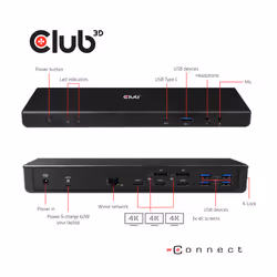 CLUB3D The CSV-1562 is an USB3.2 Gen1 Type-C Universal Triple 4K30Hz Charging Docking Station and is DisplayLink® Certified. The Universal Charging Dock - Additional view 7