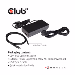 CLUB3D The CSV-1562 is an USB3.2 Gen1 Type-C Universal Triple 4K30Hz Charging Docking Station and is DisplayLink® Certified. The Universal Charging Dock - Additional view 8