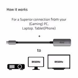 CLUB3D USB Type C to DisplayPort 1.4 8K60Hz HBR3 Active Adapter - Additional view 4