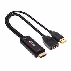 CLUB3D HDMI 2.0 TO DISPLAYPORT 1.2 4K60HZ HDR M/F ACTIVE ADAPTER Black - Additional view 5