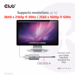 CLUB3D USB3.2 Gen1 Type-C to Dual Link DVI-D HDCP OFF version Active Adapter M/F for Apple Cinema Displays - Additional view 7