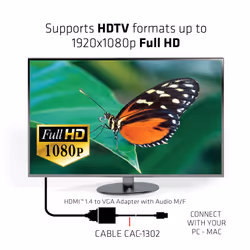 CLUB3D CAC-1302 video cable adapter 0.5 m HDMI Type A (Standard) VGA (D-Sub) Black - Additional view 5