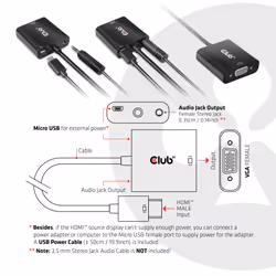 CLUB3D CAC-1302 video cable adapter 0.5 m HDMI Type A (Standard) VGA (D-Sub) Black - Additional view 6