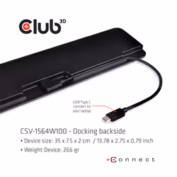 CLUB3D USB Type C 3.2 Gen1 Triple Display Dynamic PD Charging Dock 100W PD Power charger - Additional view 5