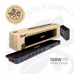 CLUB3D USB Type C 3.2 Gen1 Triple Display Dynamic PD Charging Dock 100W PD Power charger - Additional view 8