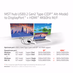 CLUB3D MST hub USB3.2 Gen2 Type-C(DP Alt-Mode) to DisplayPort + HDMI 4K60Hz M/F - Additional view 7