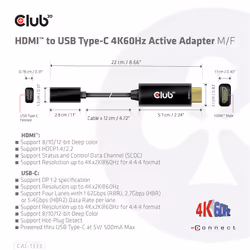 CLUB3D HDMI to USB Type-C 4K60Hz Active Adapter M/F - Additional view 4