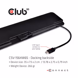 CLUB3D UNIVERSAL USB Gen1 Type-C Triple Display Dynamic PD Charging Dock with 65 Watt PS ( VGA, HDMI, DP, ETHERNET) - Additional view 6