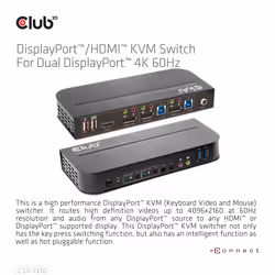 CLUB3D DisplayPort/HDMI KVM Switch For Dual DisplayPort 4K 60Hz - Additional view 8