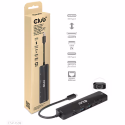 CLUB3D USB Gen1 Type-C, 6-in-1 Hub with HDMI 8K30Hz, 2xUSB Type-A, RJ45 and 2xUSB Type-C, Data and PD charging 100 watt - Additional view 6