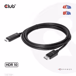 CLUB3D DisplayPort 1.4 to HDMI 4K120Hz or 8K60Hz HDR10 Cable M/M 3m/9.84ft - Additional view 6