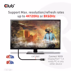 CLUB3D DisplayPort 1.4 to HDMI 4K120Hz or 8K60Hz HDR10 Cable M/M 3m/9.84ft - Additional view 7
