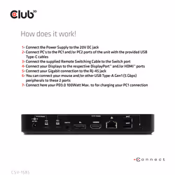 CLUB3D DisplayPort/HDMI KVM Switch/Dock 4K60Hz For USB Type-C inputs - Additional view 6