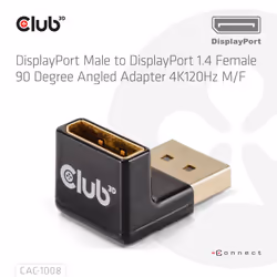 CLUB3D DisplayPort Male to DisplayPort 1.4 Female 90 Degree Angled Adapter 4K120Hz M/F