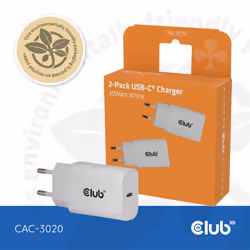 CLUB3D 2-Pack USB C Charger 30 Watt Whit