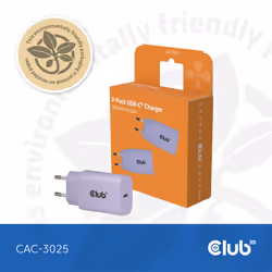CLUB3D 2-Pack USB-C® Charger 30Watt Purple, 30 W
