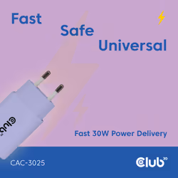 CLUB3D 2-Pack USB-C® Charger 30Watt Purple