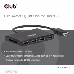 CLUB3D CSV-7400 DisplayPort™ Quad Monitor Hub MST 4x 4K30Hz - Additional view 4