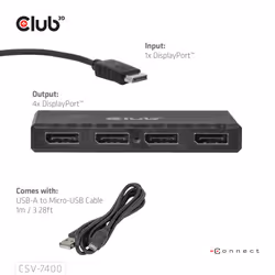 CLUB3D CSV-7400 DisplayPort™ Quad Monitor Hub MST 4x 4K30Hz - Additional view 7
