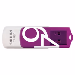 Philips FM64FD00B, 64 GB, USB Type-A, 3.2 Gen 1 (3.1 Gen 1), Swivel, 8 g, Purple, White