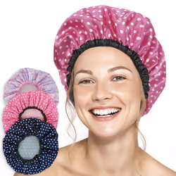 Shower Caps for Women 3 Pack in Different Colors - For Long and Short Hair - Reusable Bath Hair Cap for Ladies Men and Kids