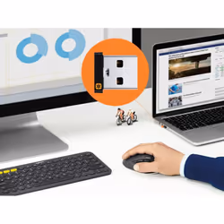 Logitech USB Unifying Receiver, 2.4 GHz Wireless Technology, USB Plug Compatible with all Logitech Unifying Devices like Wireless Mouse and Keyboard,