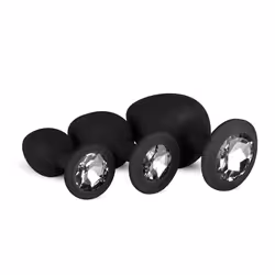 EasyToys ET603BLK, Butt plug set, Black, Silver, Silicon, 3 pc(s)