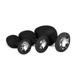 EasyToys ET603BLK anal sex toy Butt plug set Black, Silver Silicon 3 pc(s)