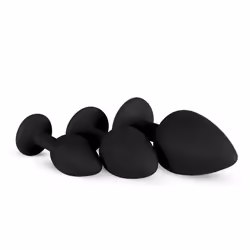 EasyToys ET603BLK anal sex toy Butt plug set Black, Silver Silicon 3 pc(s)