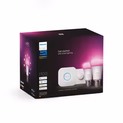 Philips Hue White and colour ambience Starter kit: 2 E27 smart bulbs (1100) + smart button