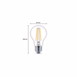Philips Filament Bulb Clear 60W A60 E27 x6