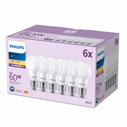 Philips Bulb 60W A60 E27 x6